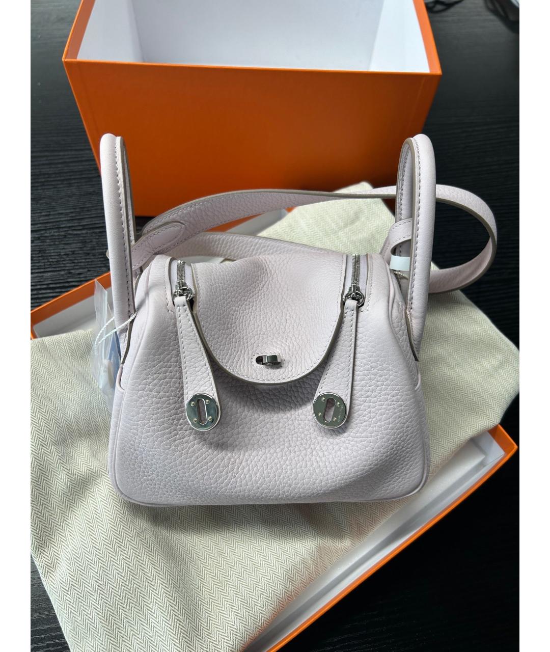 HERMES Фиолетовая кожаная сумка с короткими ручками, фото 10