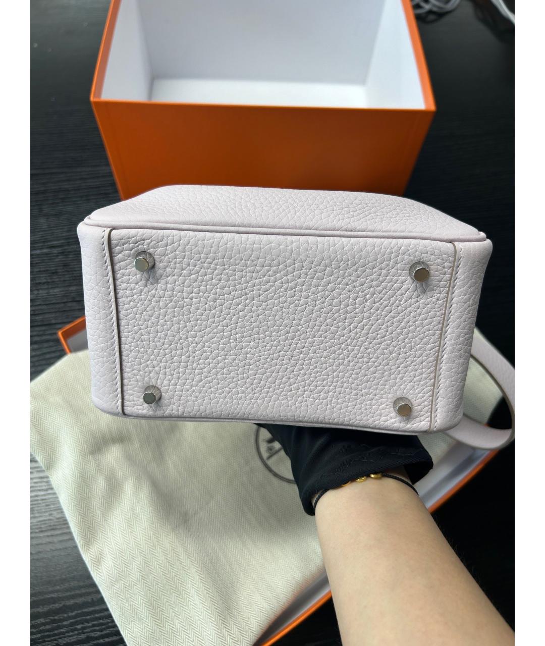 HERMES Фиолетовая кожаная сумка с короткими ручками, фото 5