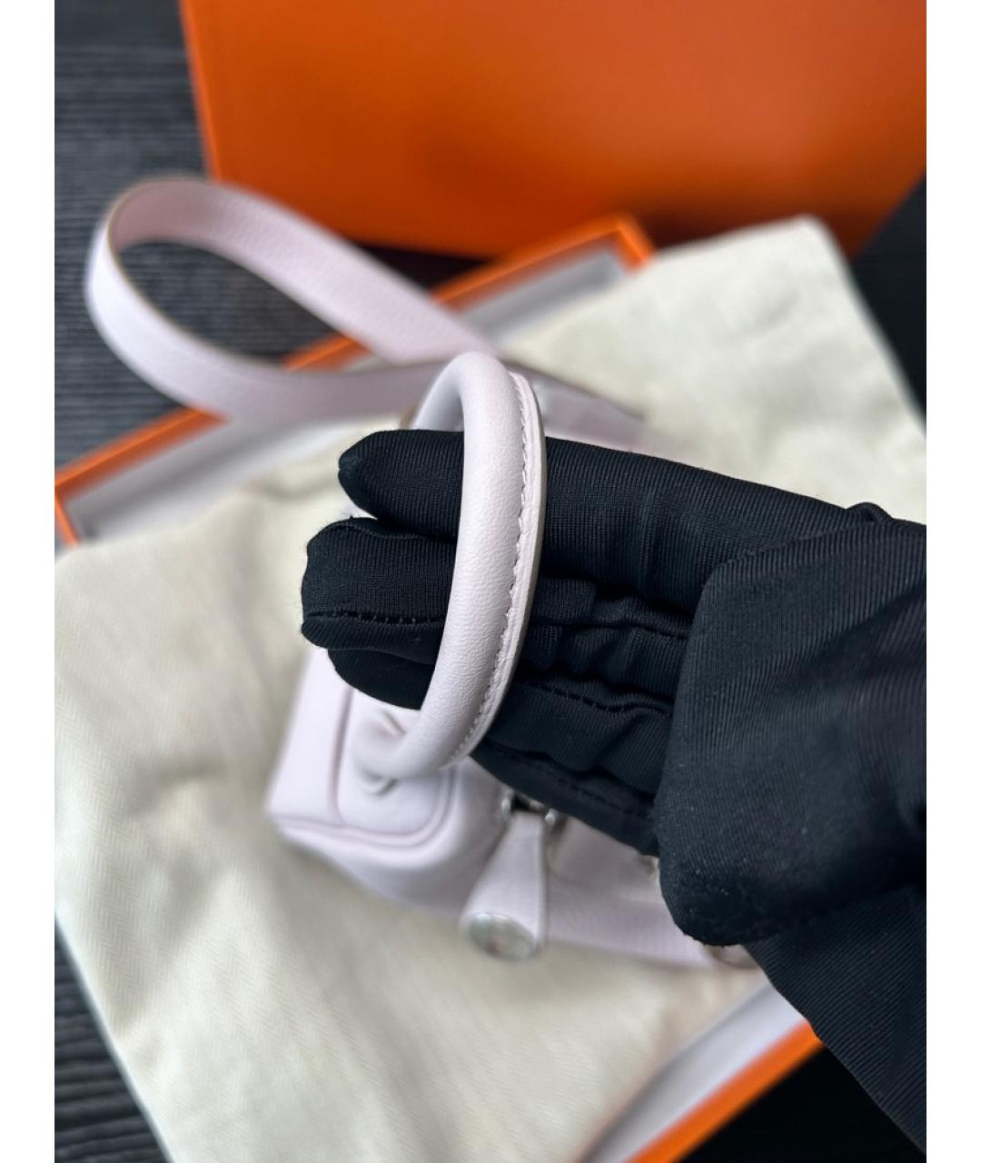 HERMES Фиолетовая кожаная сумка с короткими ручками, фото 7