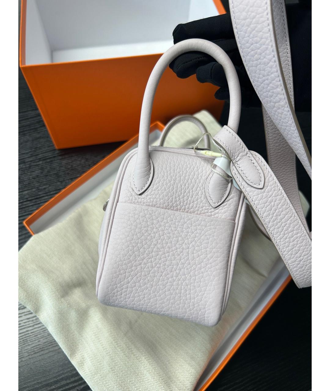 HERMES Фиолетовая кожаная сумка с короткими ручками, фото 4