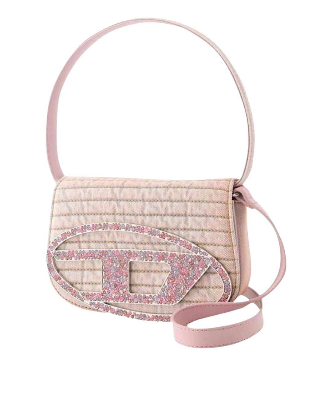 DIESEL Розовая деним сумка с короткими ручками, фото 9