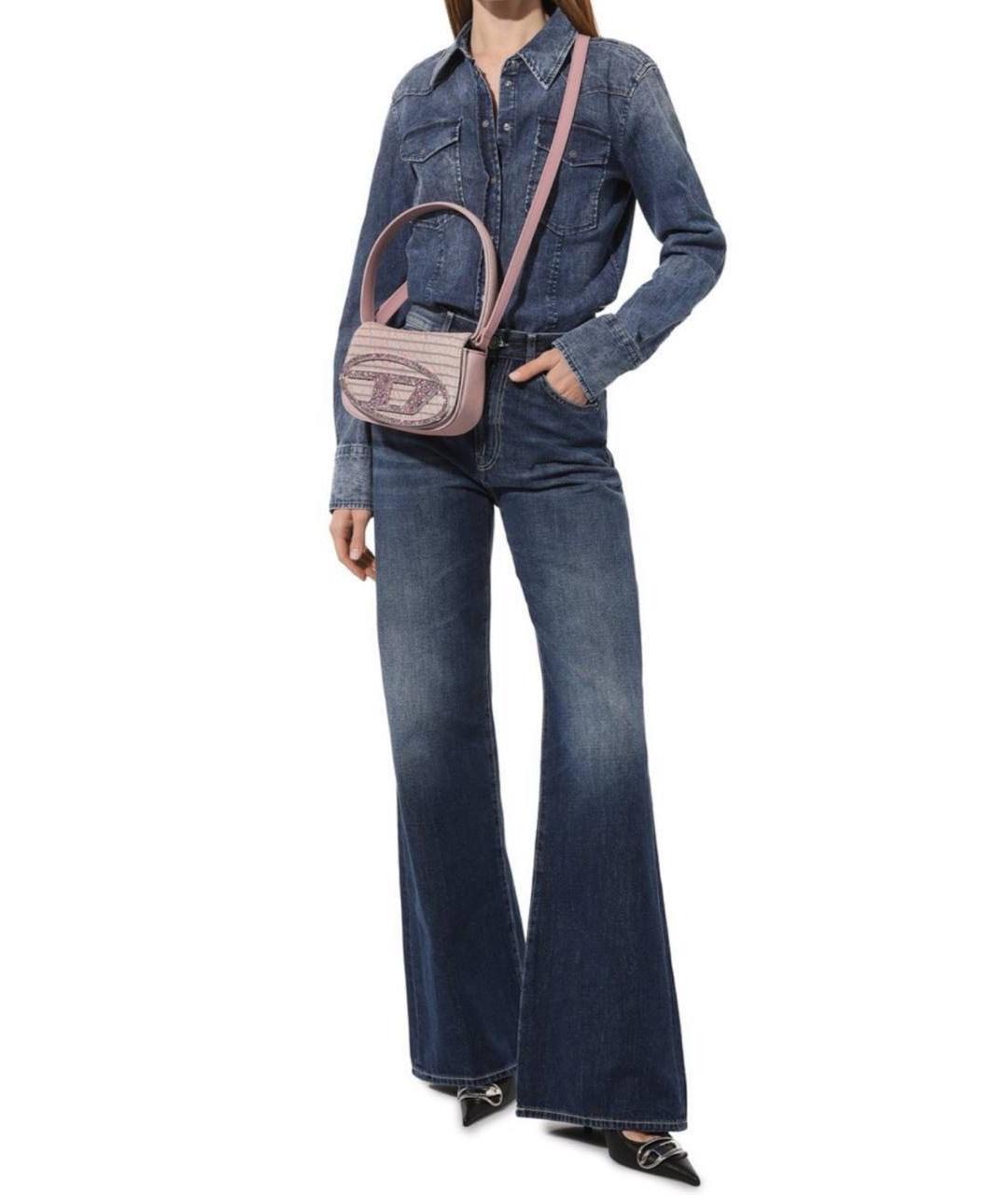 DIESEL Розовая деним сумка с короткими ручками, фото 5