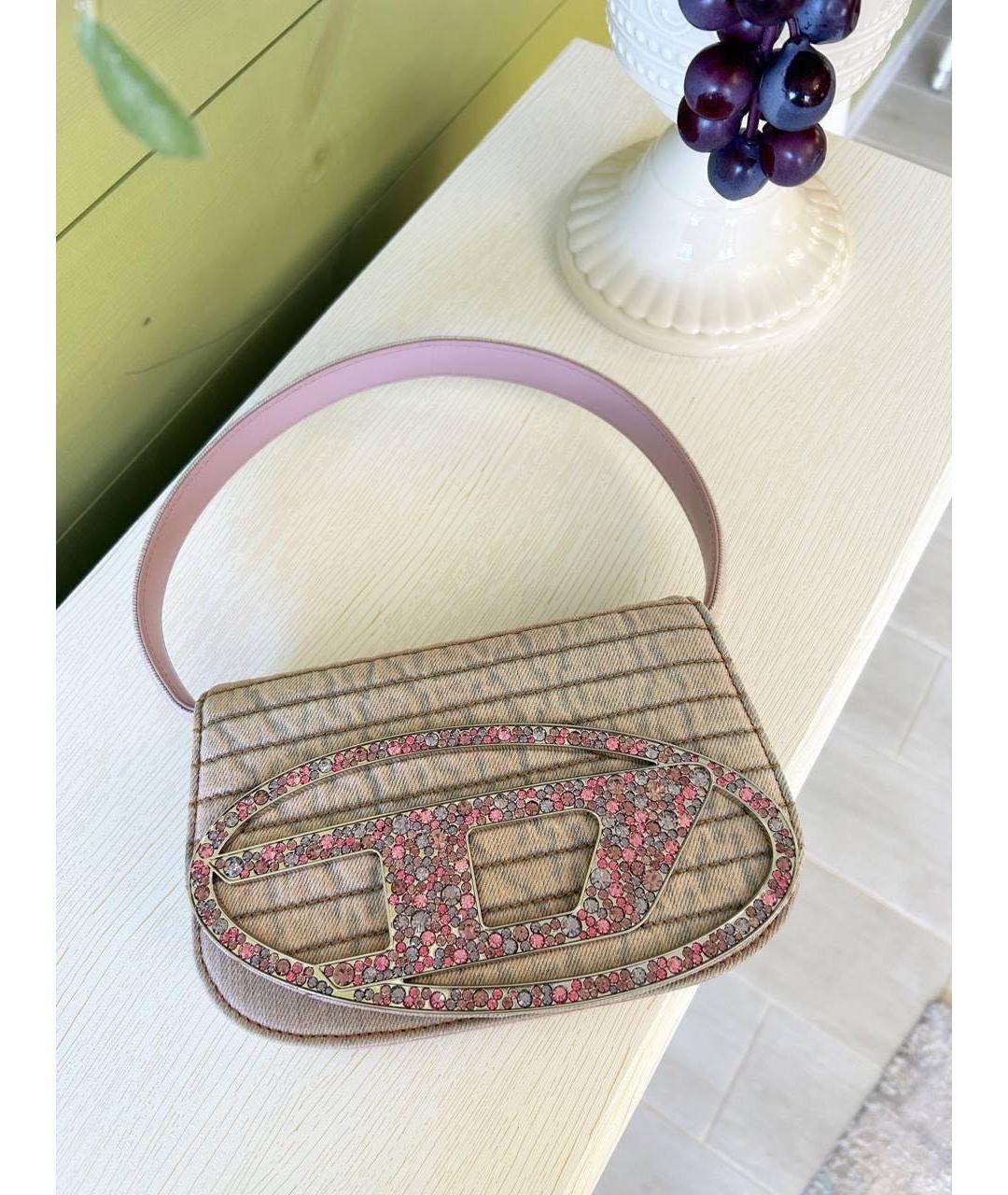 DIESEL Розовая деним сумка с короткими ручками, фото 2