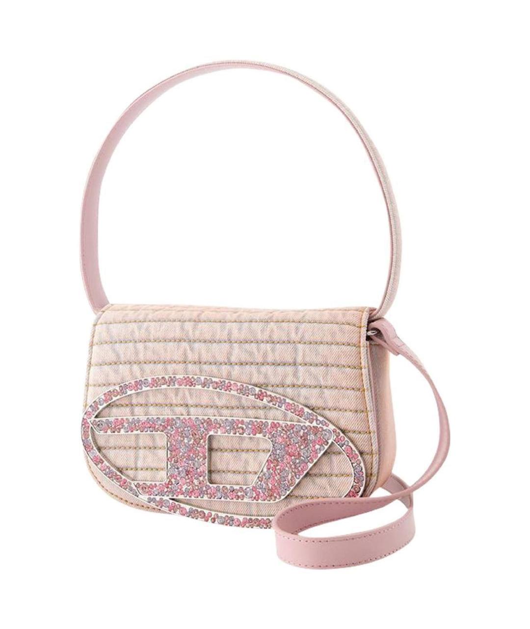 DIESEL Розовая деним сумка с короткими ручками, фото 7