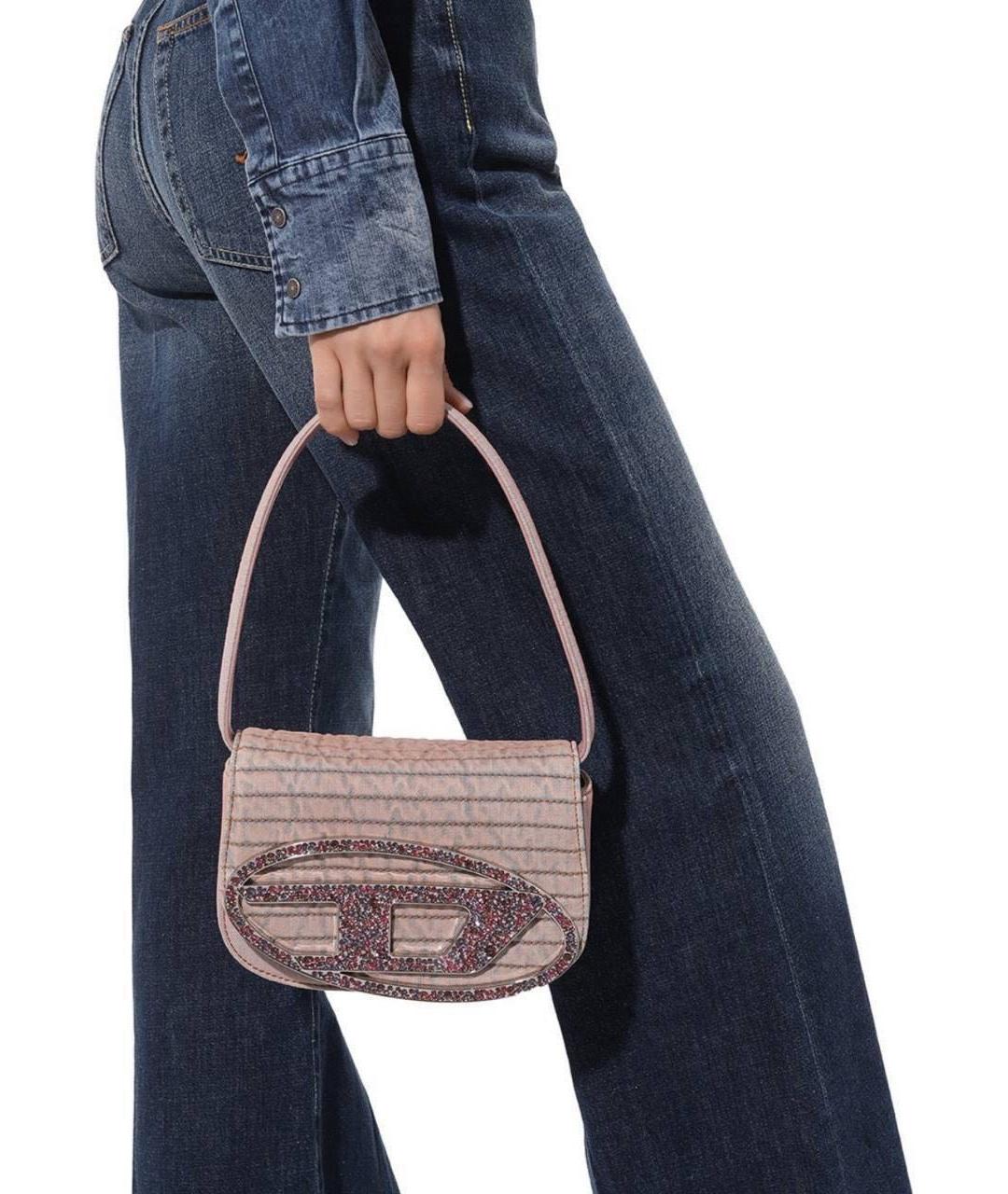 DIESEL Розовая деним сумка с короткими ручками, фото 6