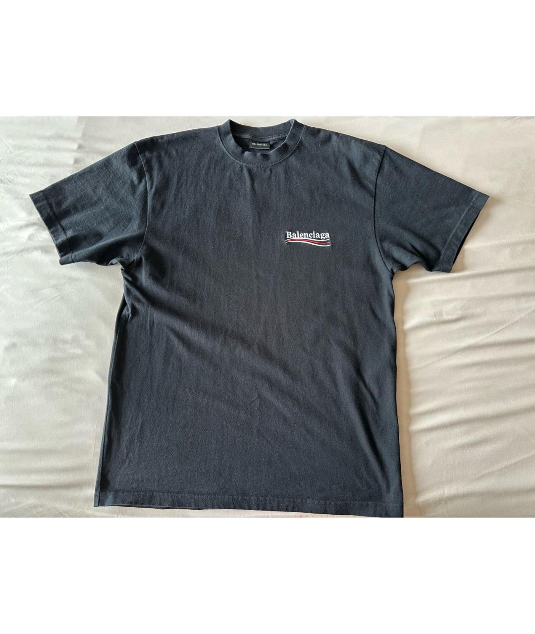 BALENCIAGA Черная хлопковая футболка, фото 4