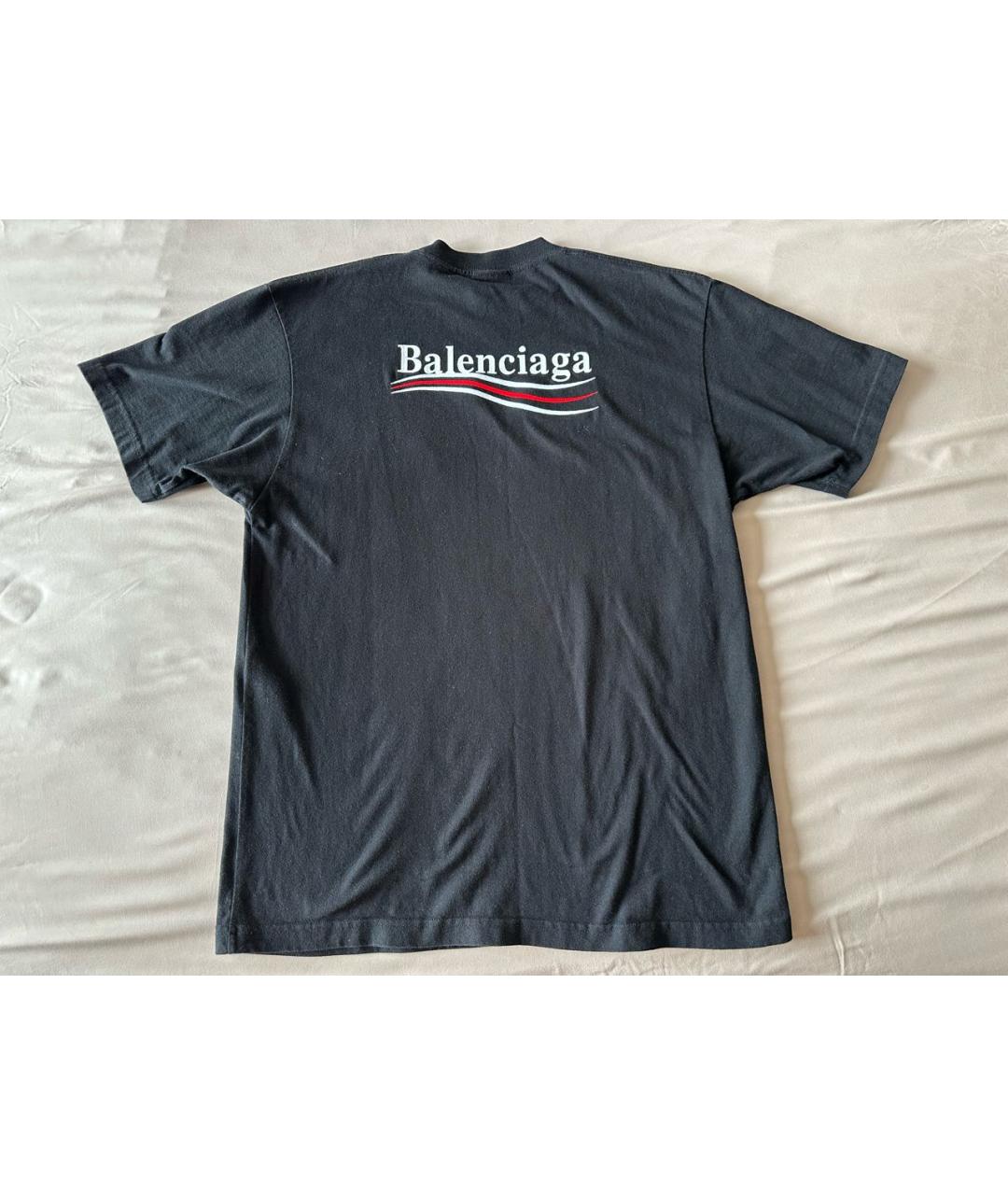 BALENCIAGA Черная хлопковая футболка, фото 2