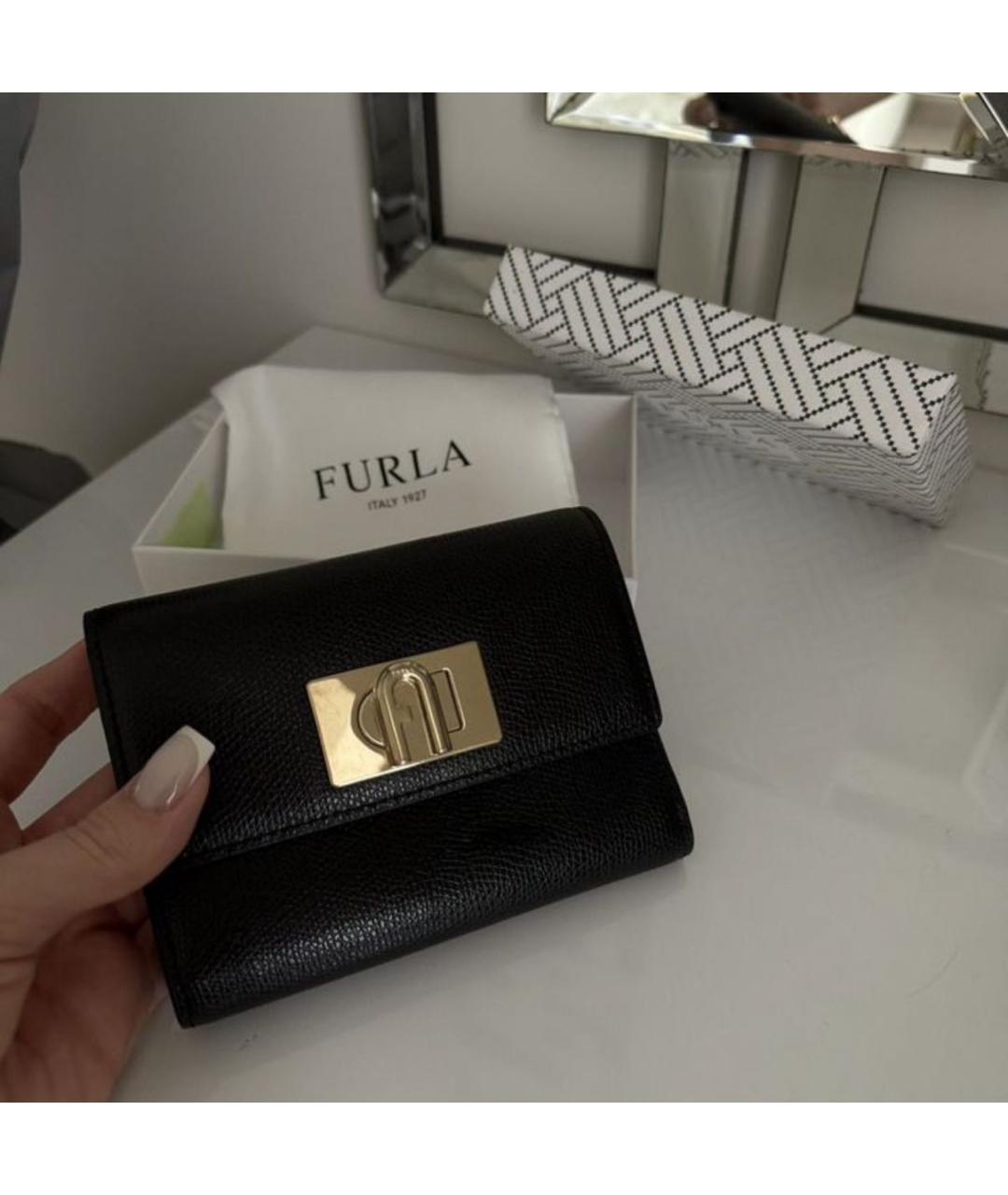 FURLA Черный кожаный кошелек, фото 2
