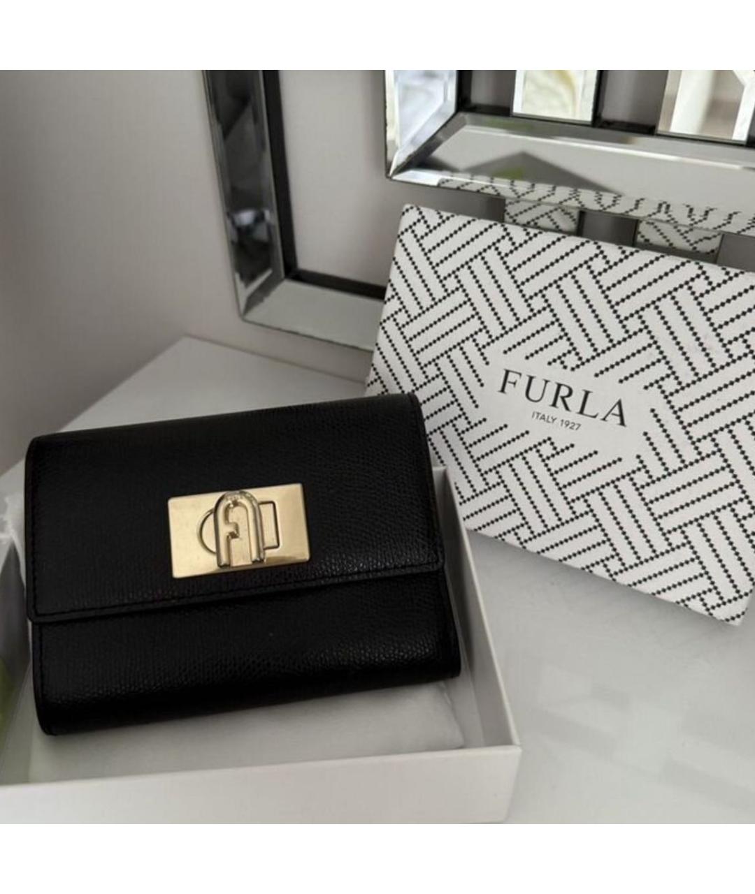 FURLA Черный кожаный кошелек, фото 7
