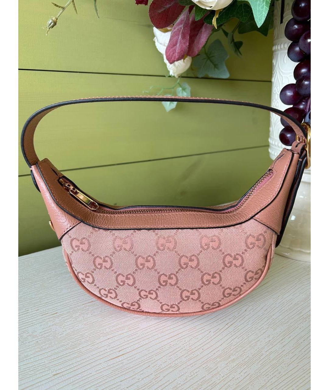 GUCCI Коралловая кожаная сумка с короткими ручками, фото 6