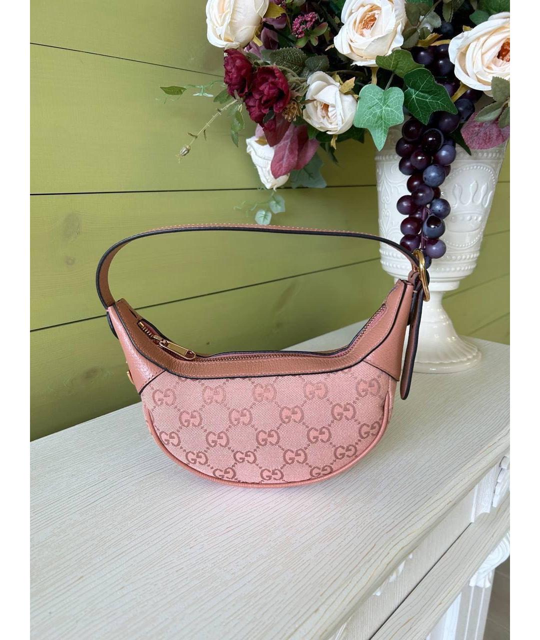 GUCCI Коралловая кожаная сумка с короткими ручками, фото 2