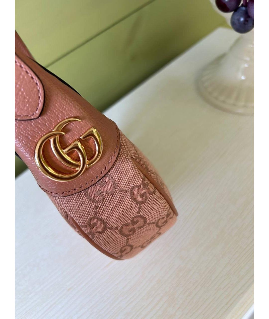 GUCCI Коралловая кожаная сумка с короткими ручками, фото 7