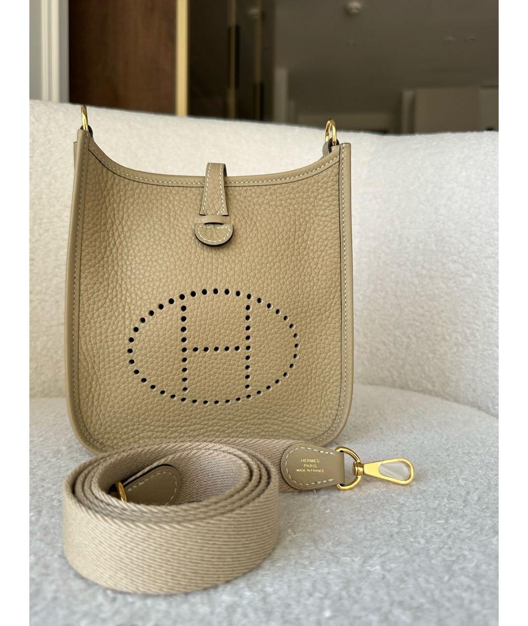 HERMES Бежевая кожаная сумка через плечо, фото 7