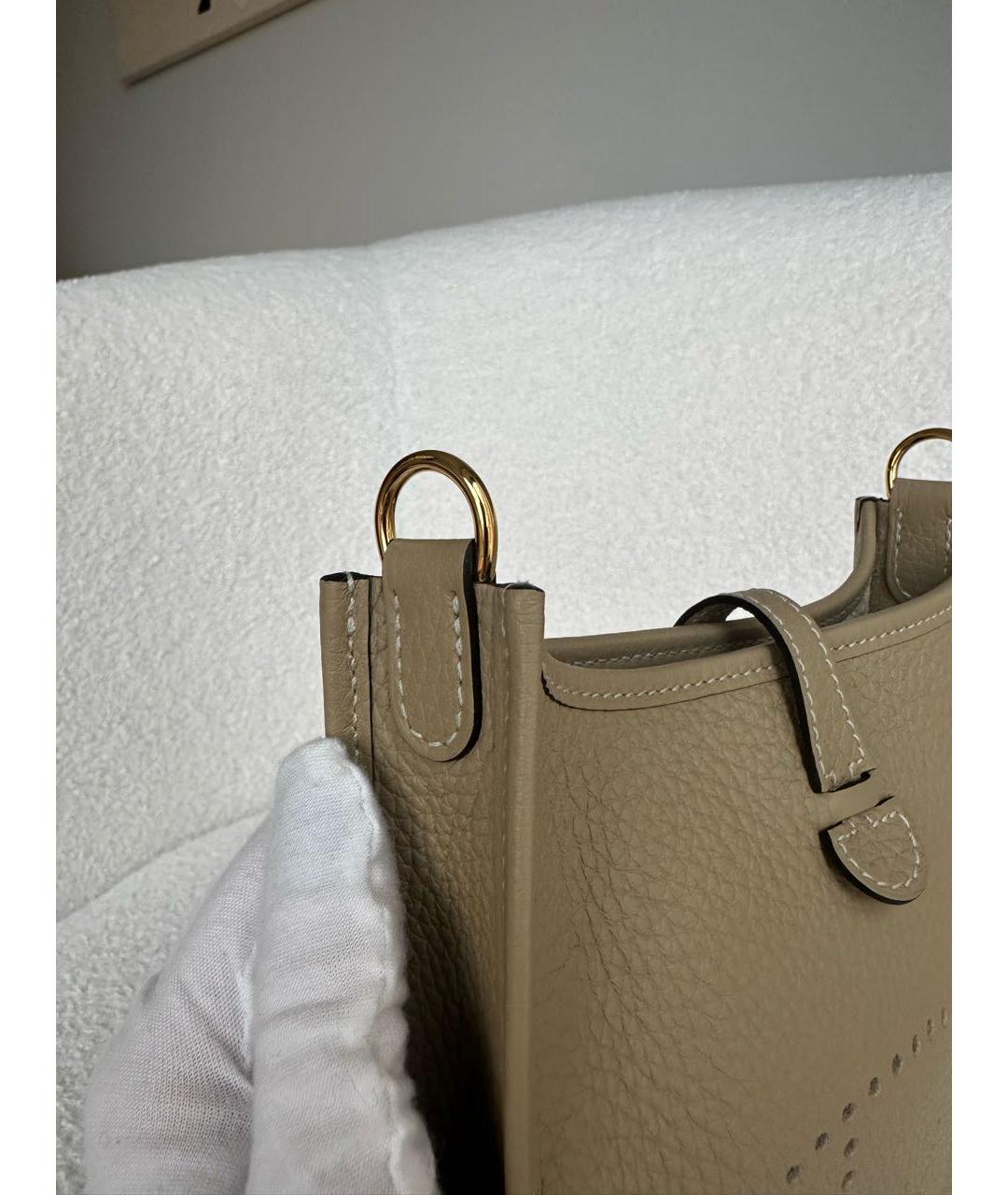 HERMES Бежевая кожаная сумка через плечо, фото 4