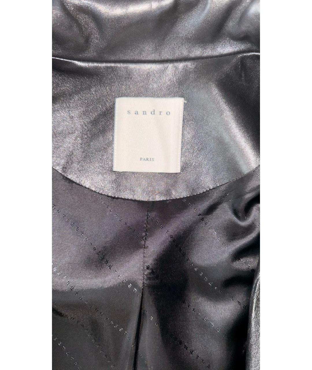 SANDRO Черная кожаная куртка, фото 3