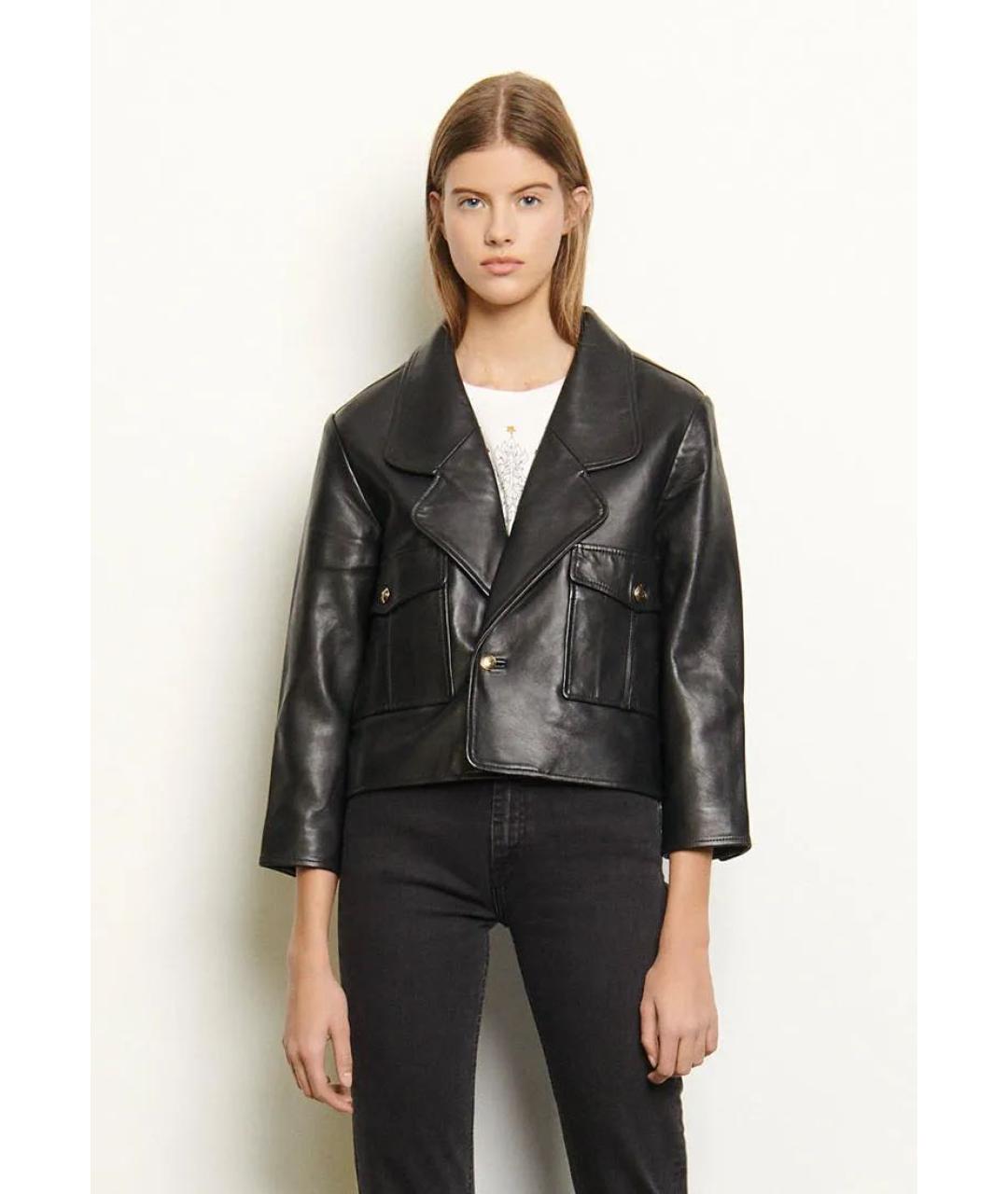 SANDRO Черная кожаная куртка, фото 8