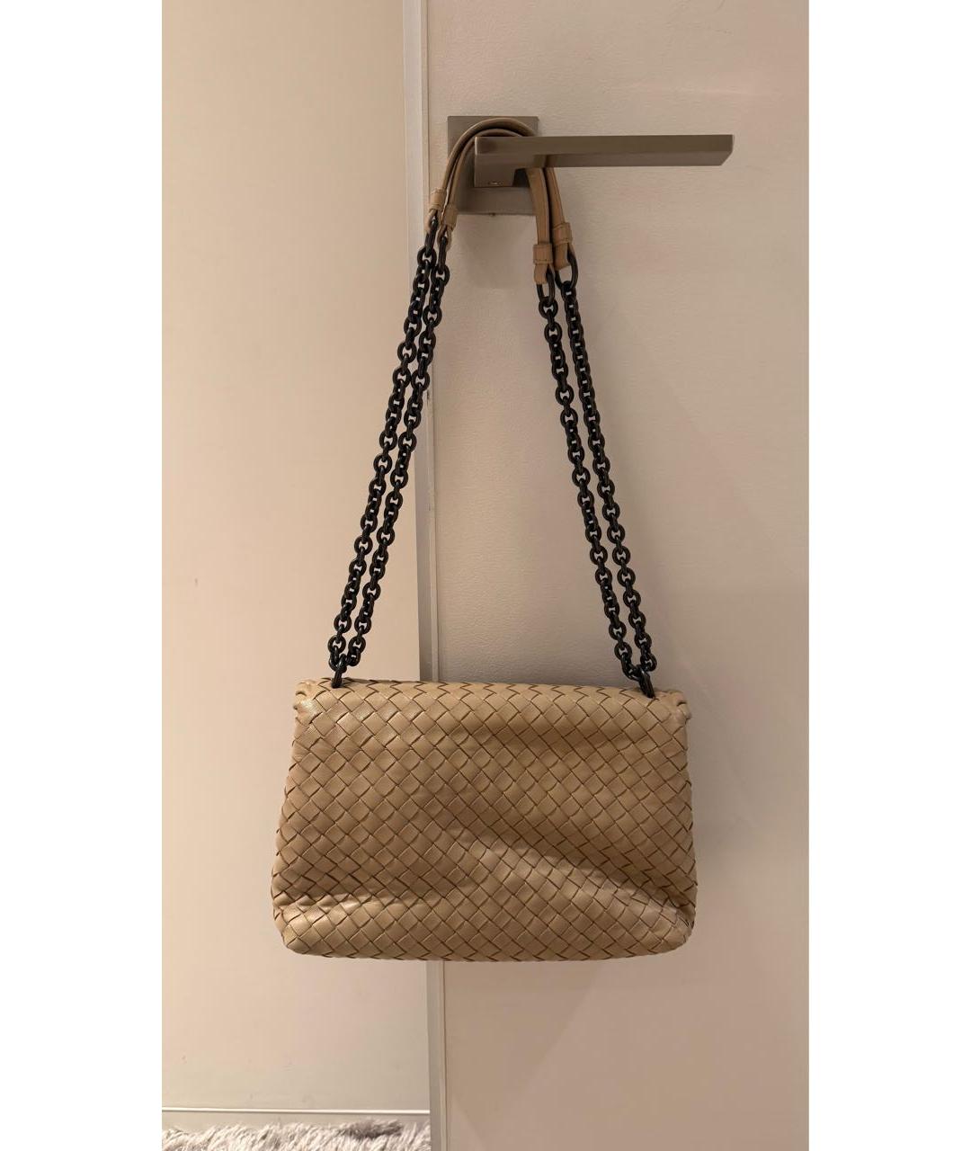 BOTTEGA VENETA Бежевая кожаная сумка через плечо, фото 2