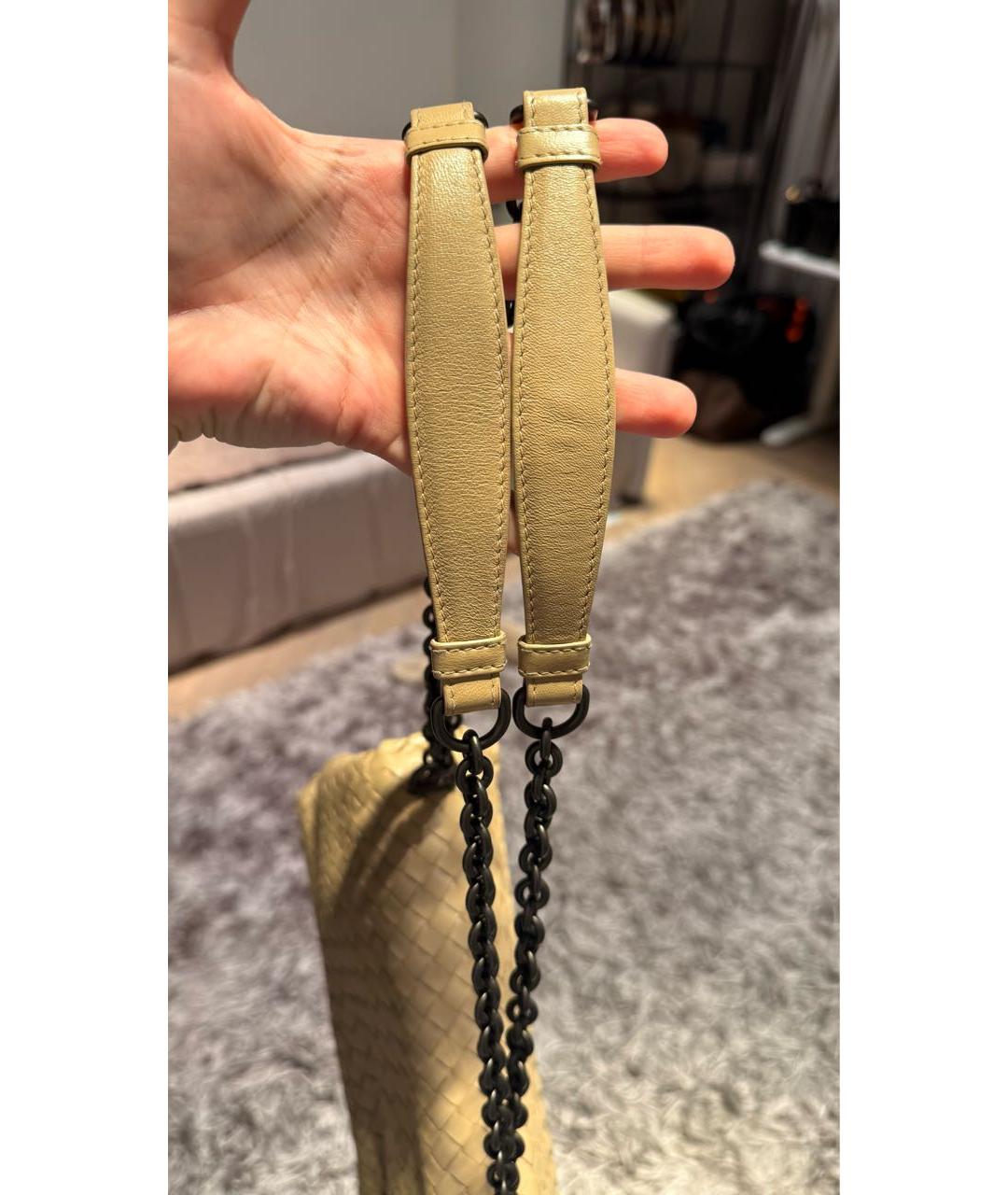 BOTTEGA VENETA Бежевая кожаная сумка через плечо, фото 6