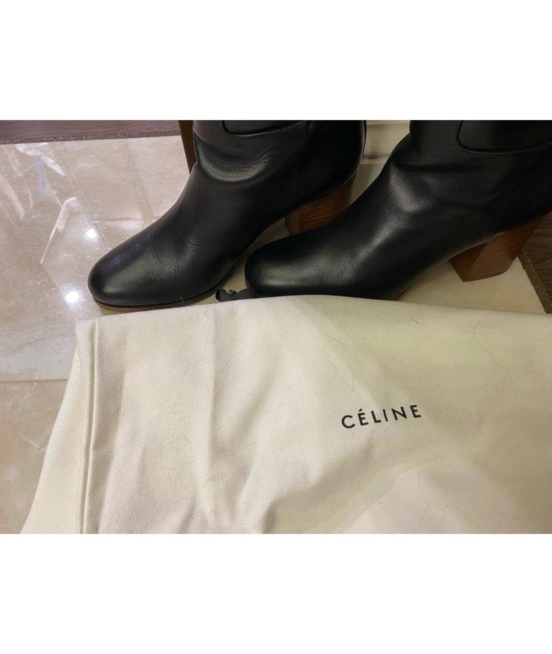 CELINE Черные кожаные сапоги, фото 3
