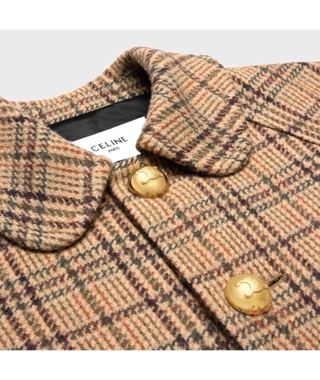 CELINE Бежевое твидовое пальто, фото 4