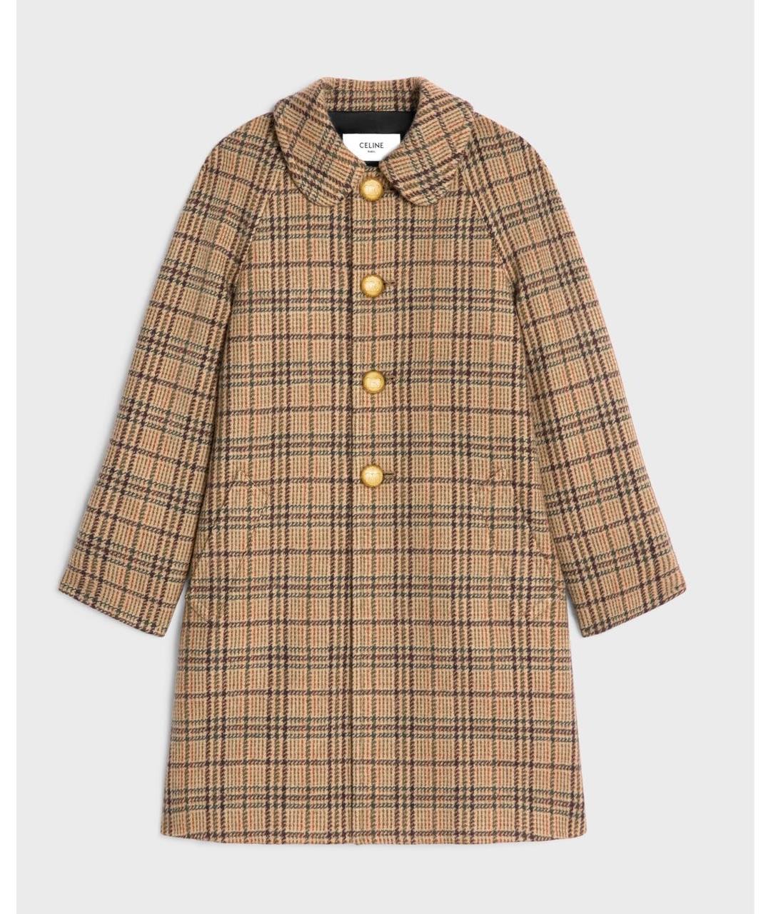 CELINE Бежевое твидовое пальто, фото 5