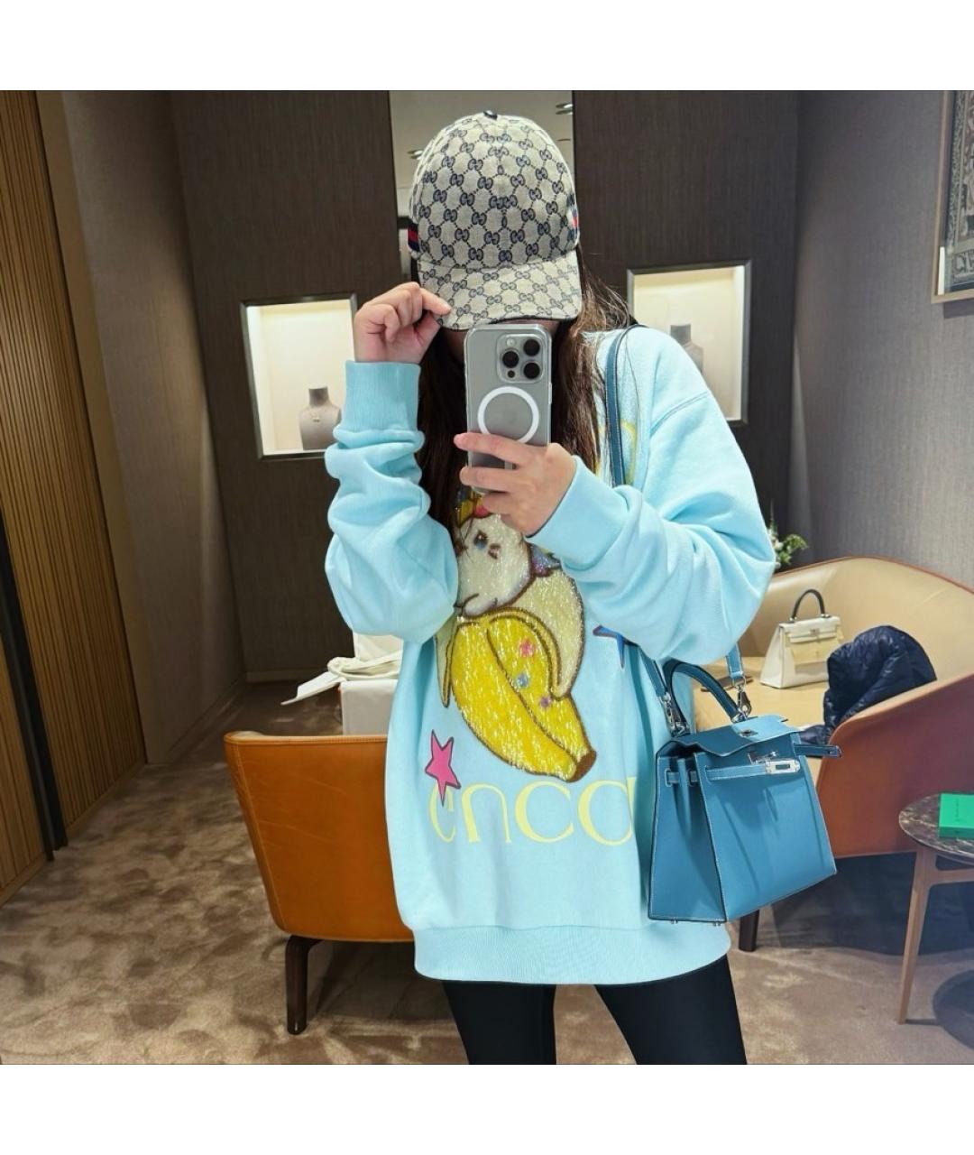 HERMES Голубая кожаная сумка с короткими ручками, фото 6