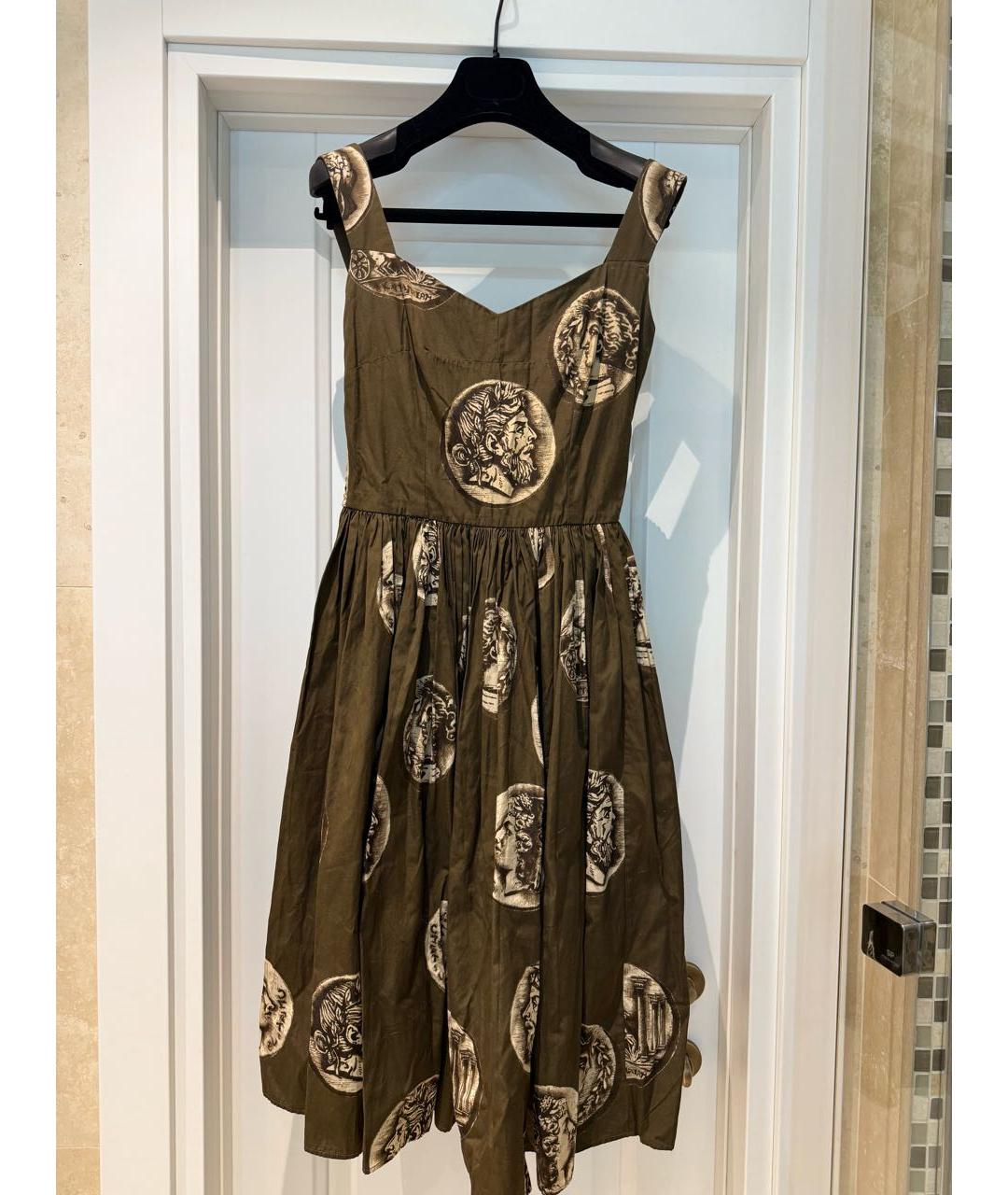 DOLCE&GABBANA Хаки хлопковый сарафан, фото 5