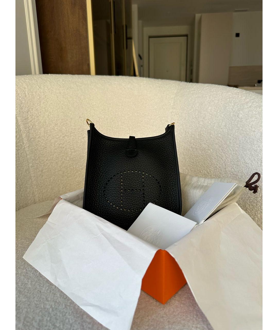 HERMES Черная кожаная сумка через плечо, фото 2