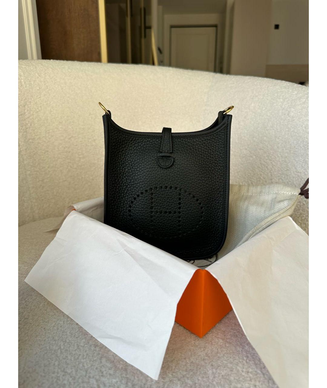 HERMES Черная кожаная сумка через плечо, фото 4