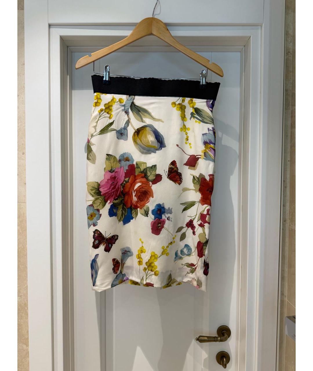 DOLCE&GABBANA Мульти шелковая юбка миди, фото 5