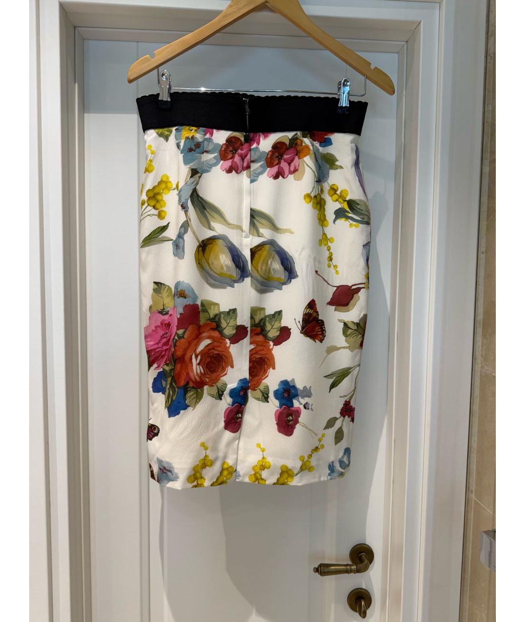 DOLCE&GABBANA Мульти шелковая юбка миди, фото 2