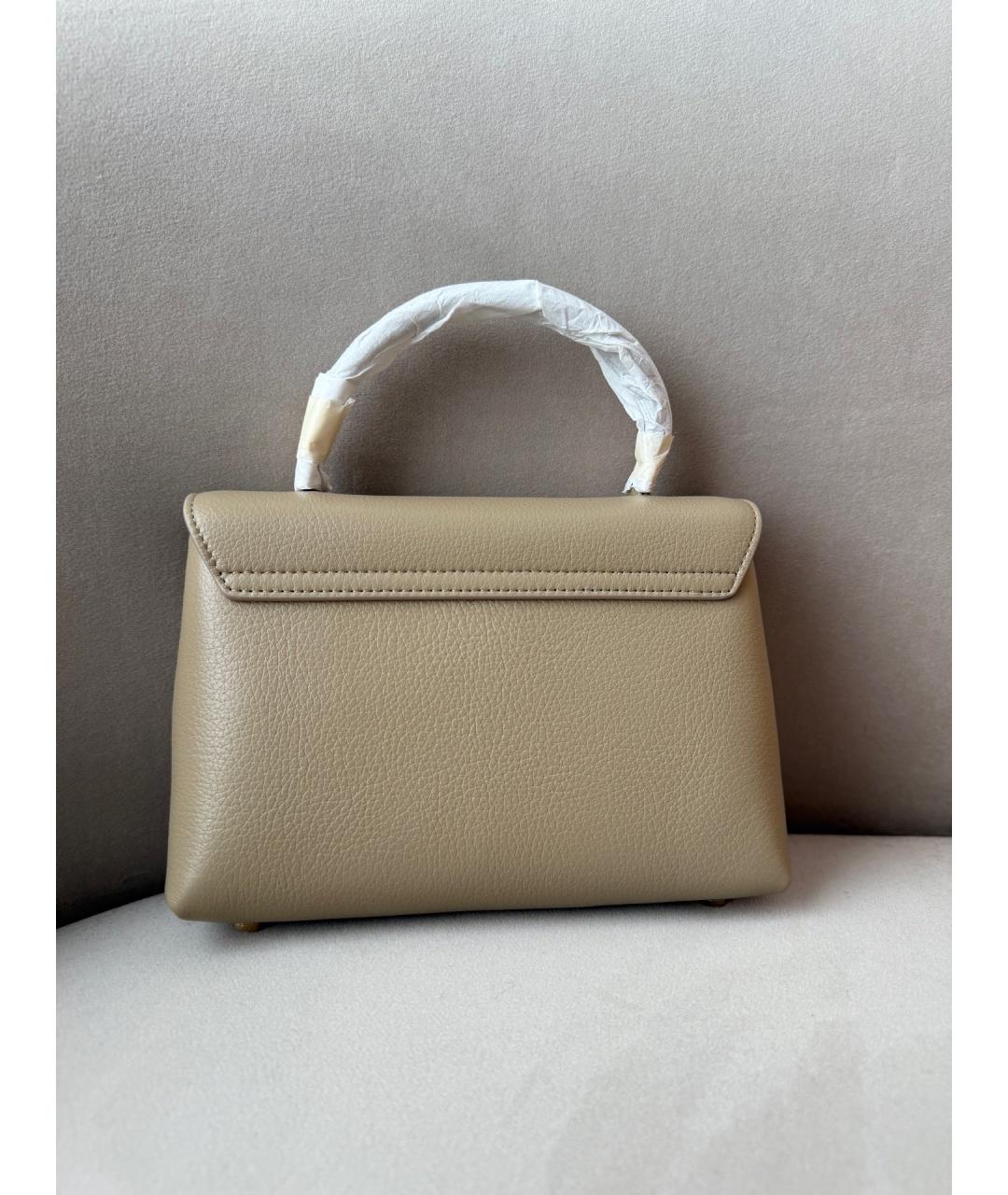 CELINE Хаки сумка с короткими ручками из лакированной кожи, фото 4