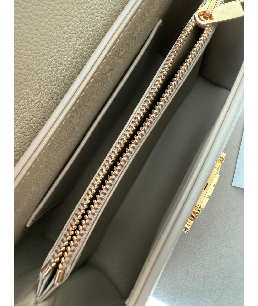 CELINE Хаки сумка с короткими ручками из лакированной кожи, фото 8