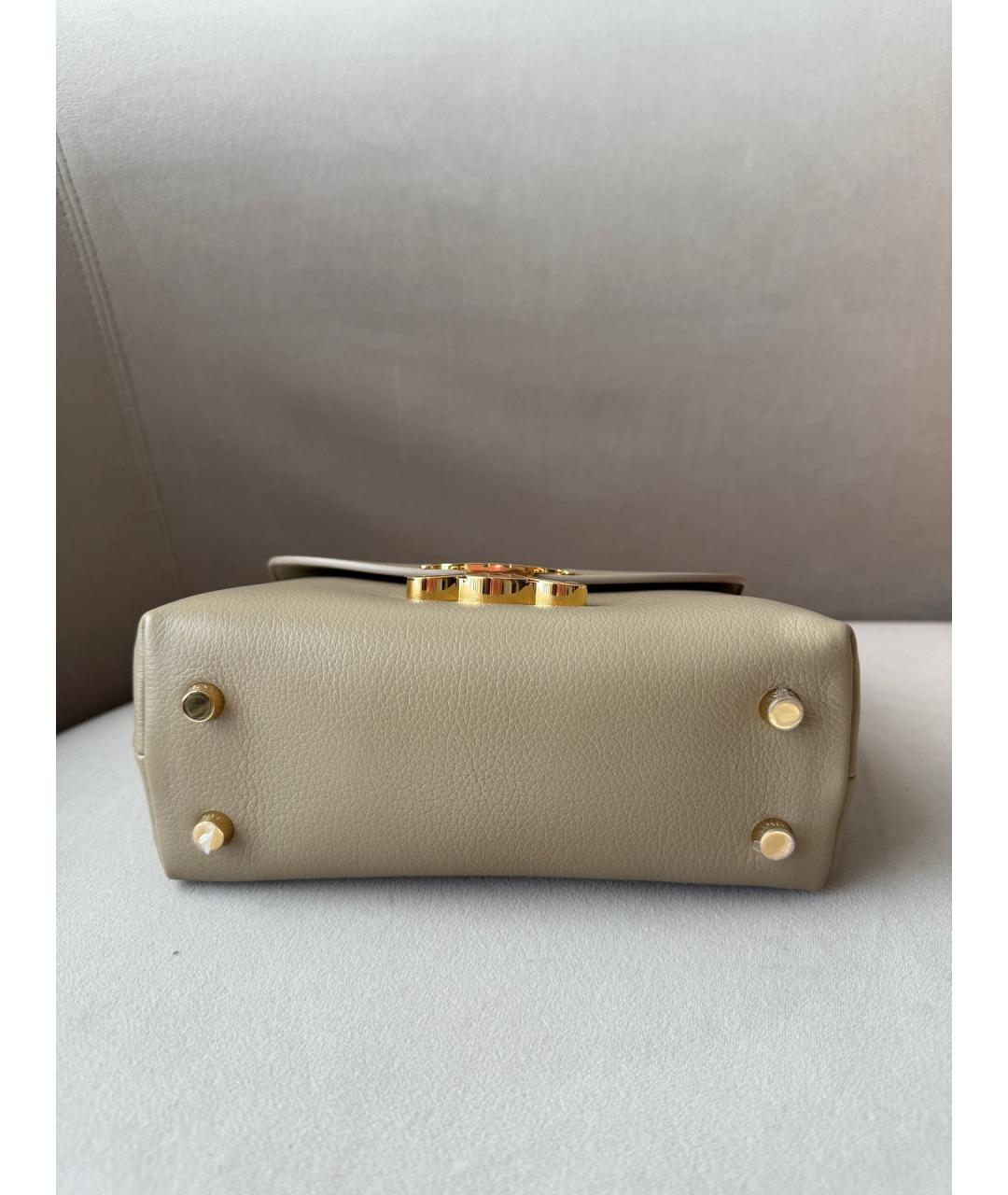 CELINE Хаки сумка с короткими ручками из лакированной кожи, фото 7