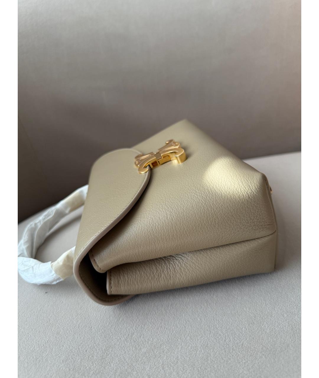 CELINE Хаки сумка с короткими ручками из лакированной кожи, фото 6