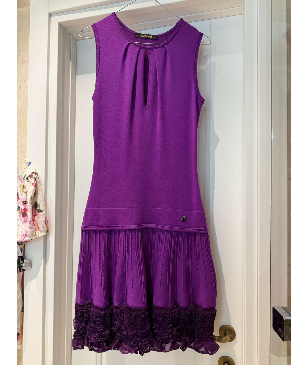 ROBERTO CAVALLI Фуксия шерстяное коктейльное платье, фото 7