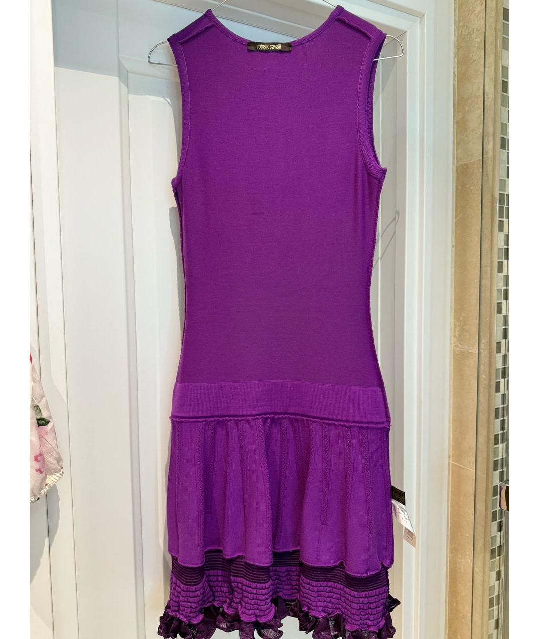 ROBERTO CAVALLI Фуксия шерстяное коктейльное платье, фото 4