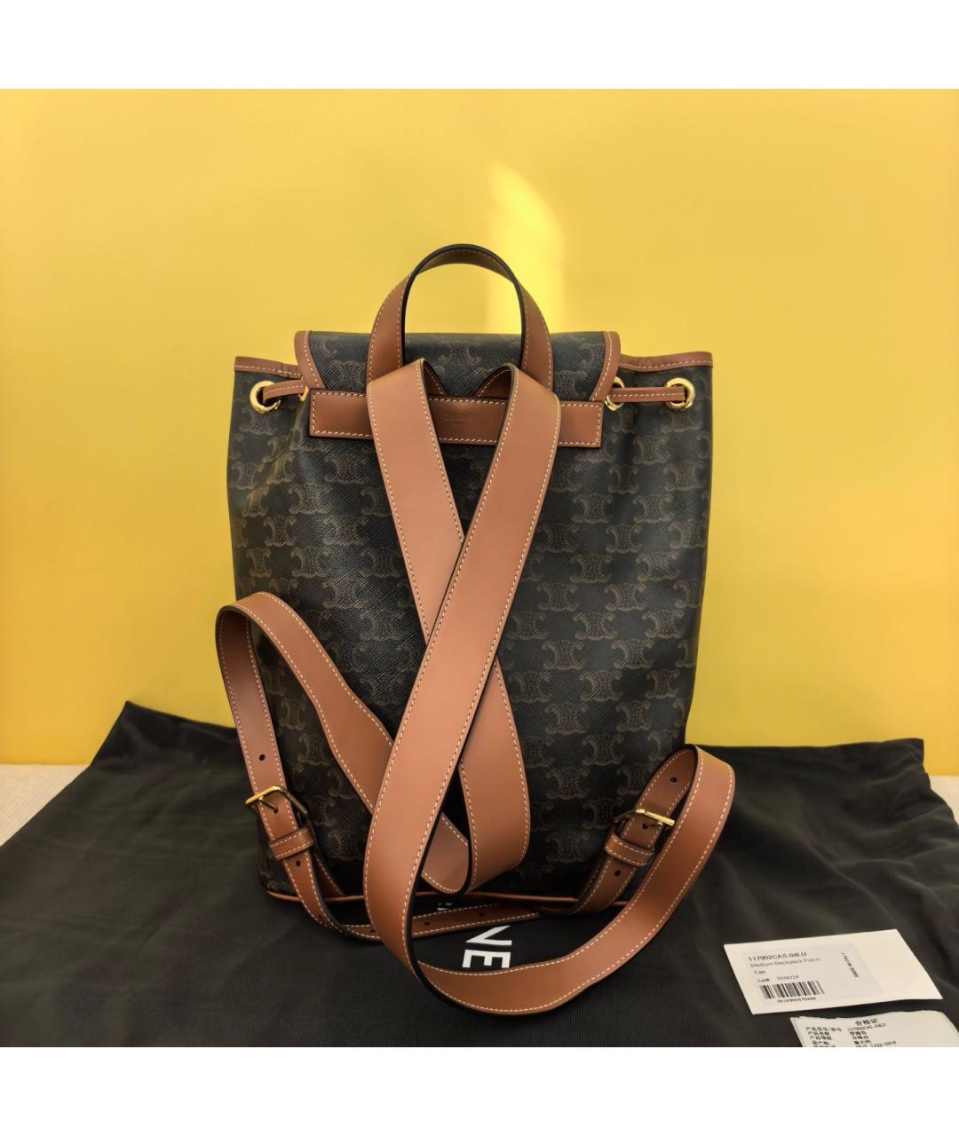 CELINE Коричневый рюкзак из искусственной кожи, фото 2