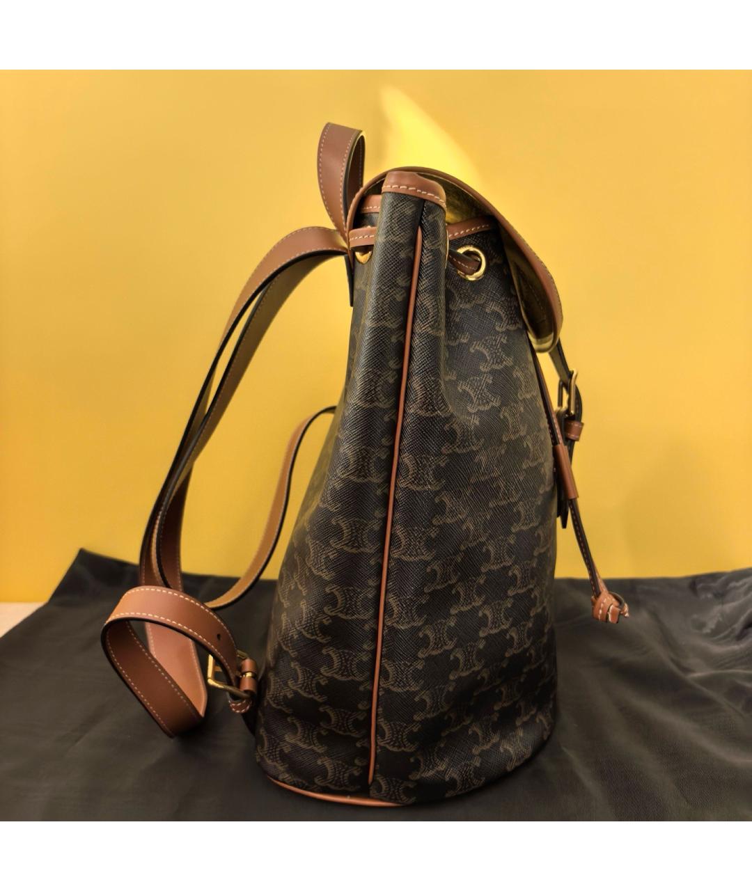 CELINE Коричневый рюкзак из искусственной кожи, фото 4