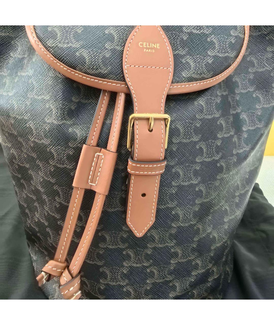 CELINE Коричневый рюкзак из искусственной кожи, фото 7