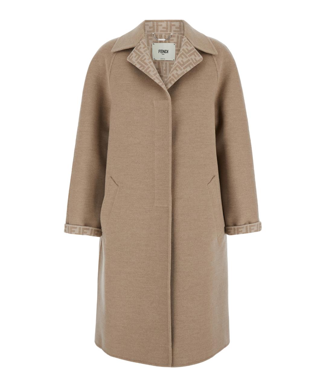 FENDI Бежевое шерстяное пальто, фото 1