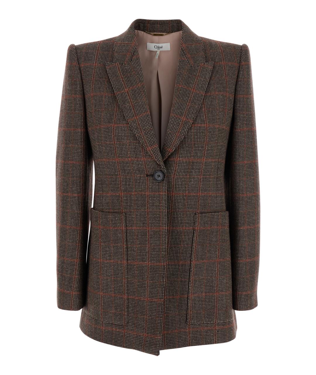 CHLOE Коричневый шерстяной жакет/пиджак, фото 1