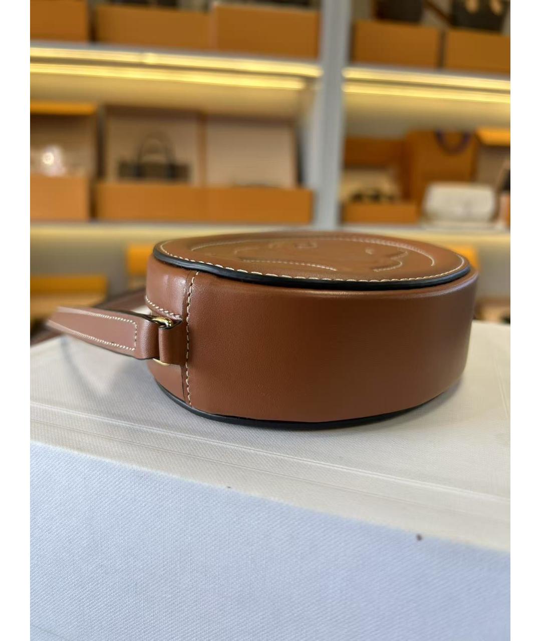 CELINE Коричневая кожаная сумка через плечо, фото 7