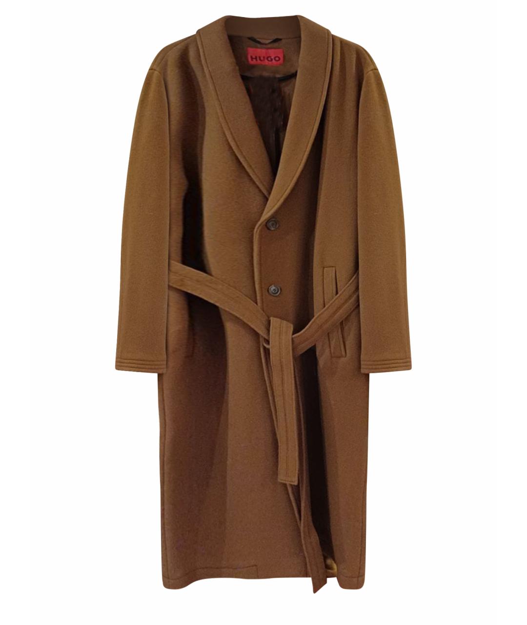 HUGO BOSS Коричневое шерстяное пальто, фото 1
