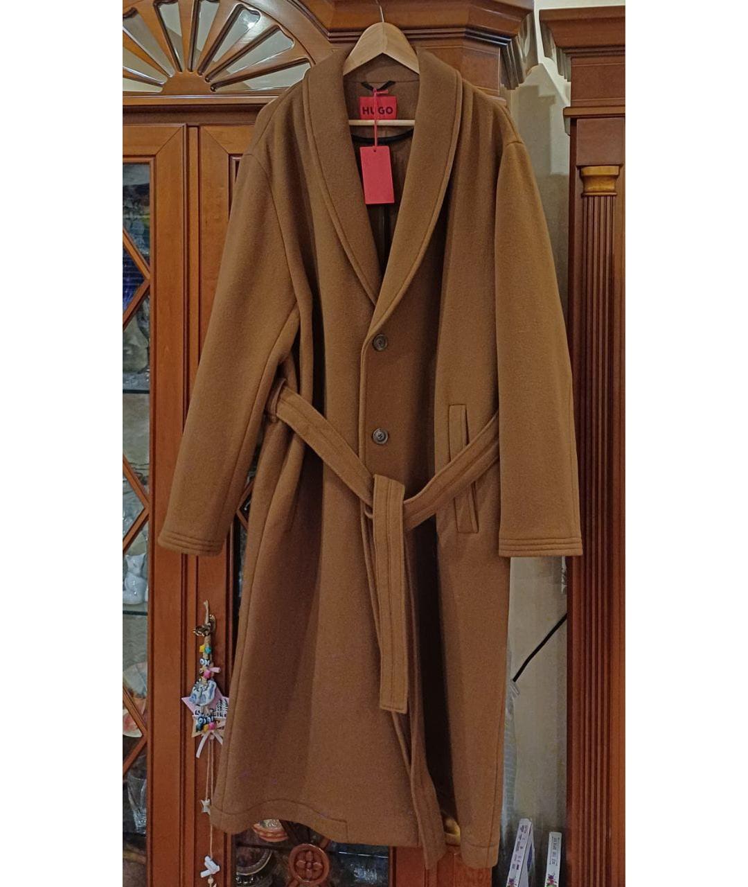 HUGO BOSS Коричневое шерстяное пальто, фото 4