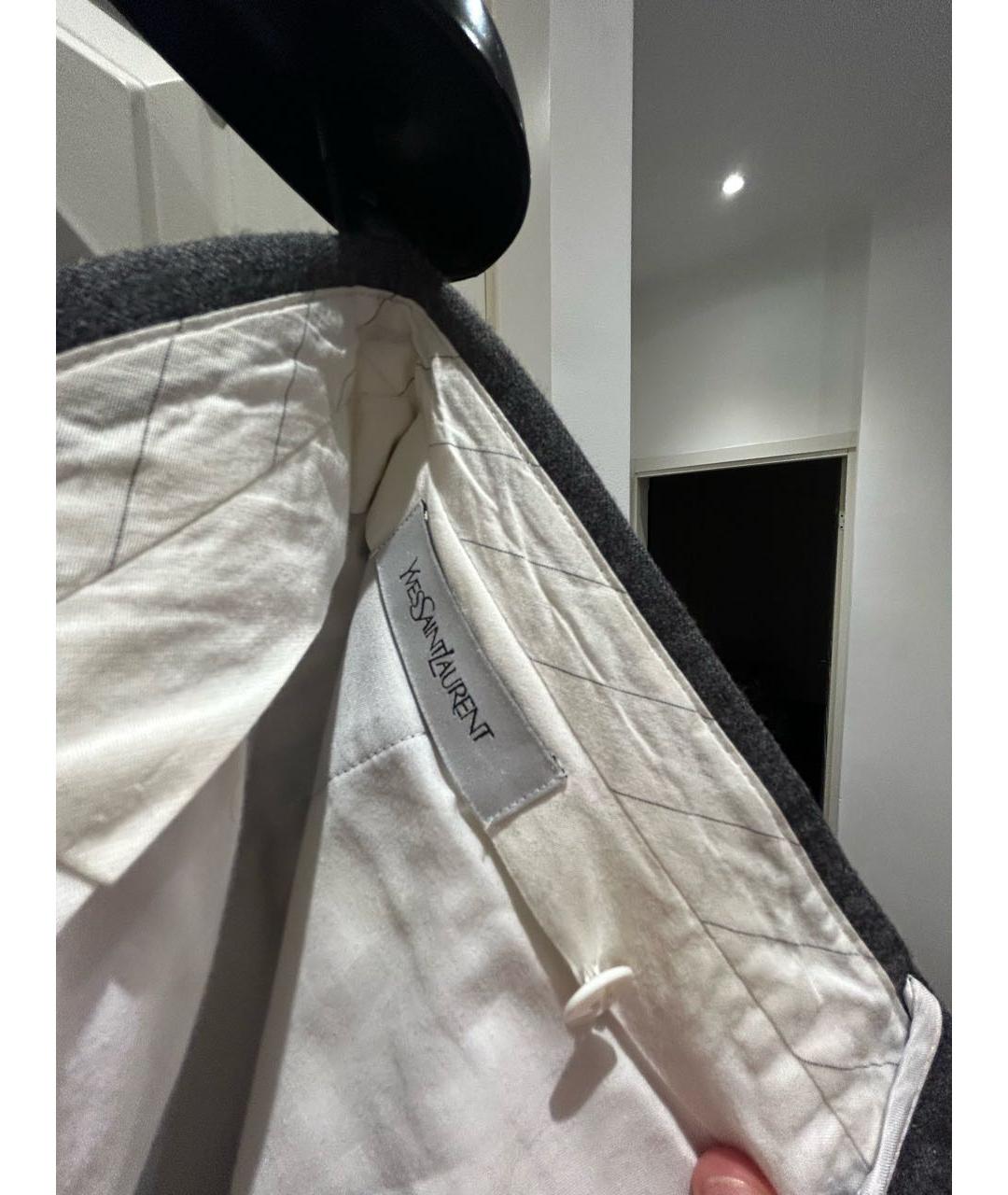SAINT LAURENT Антрацитовые вискозные классические брюки, фото 5