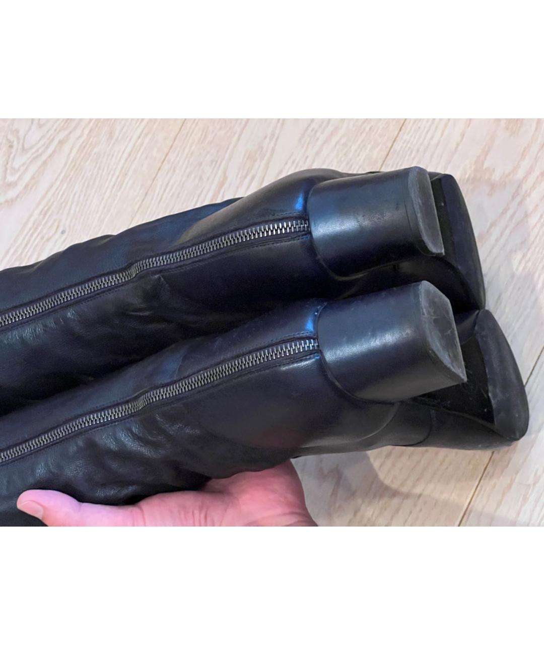 CHANEL Темно-синие кожаные ботфорты, фото 6