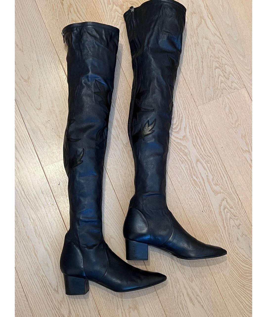 CHANEL Темно-синие кожаные ботфорты, фото 4