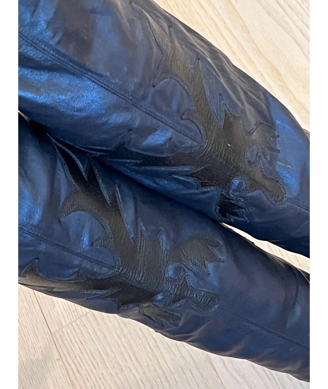 CHANEL Темно-синие кожаные ботфорты, фото 8