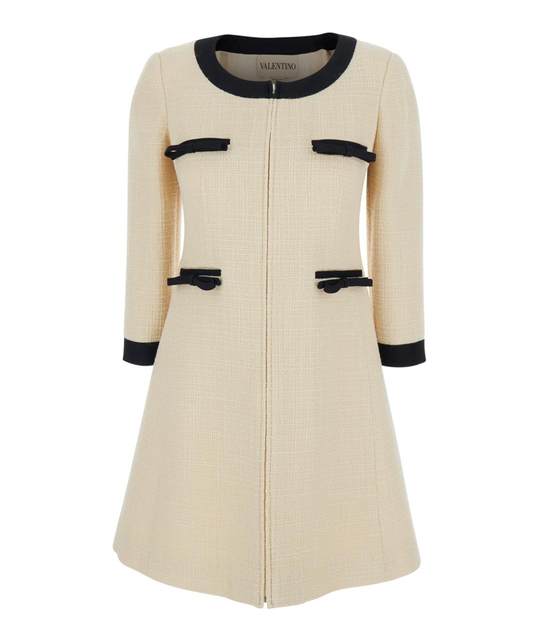 VALENTINO Белое твидовое повседневное платье, фото 1